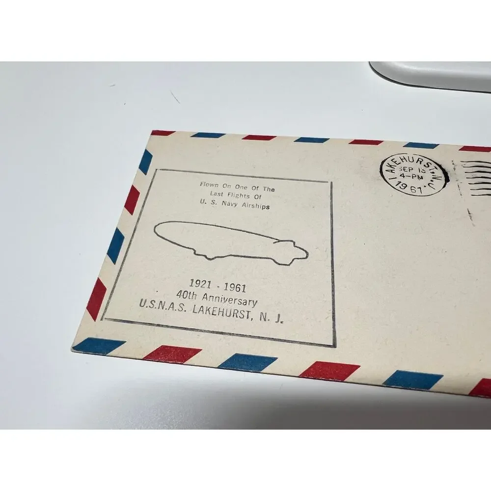 1961 US Navy Airship Lakehurst 40th Anniversary Airmail Cover Envelope
